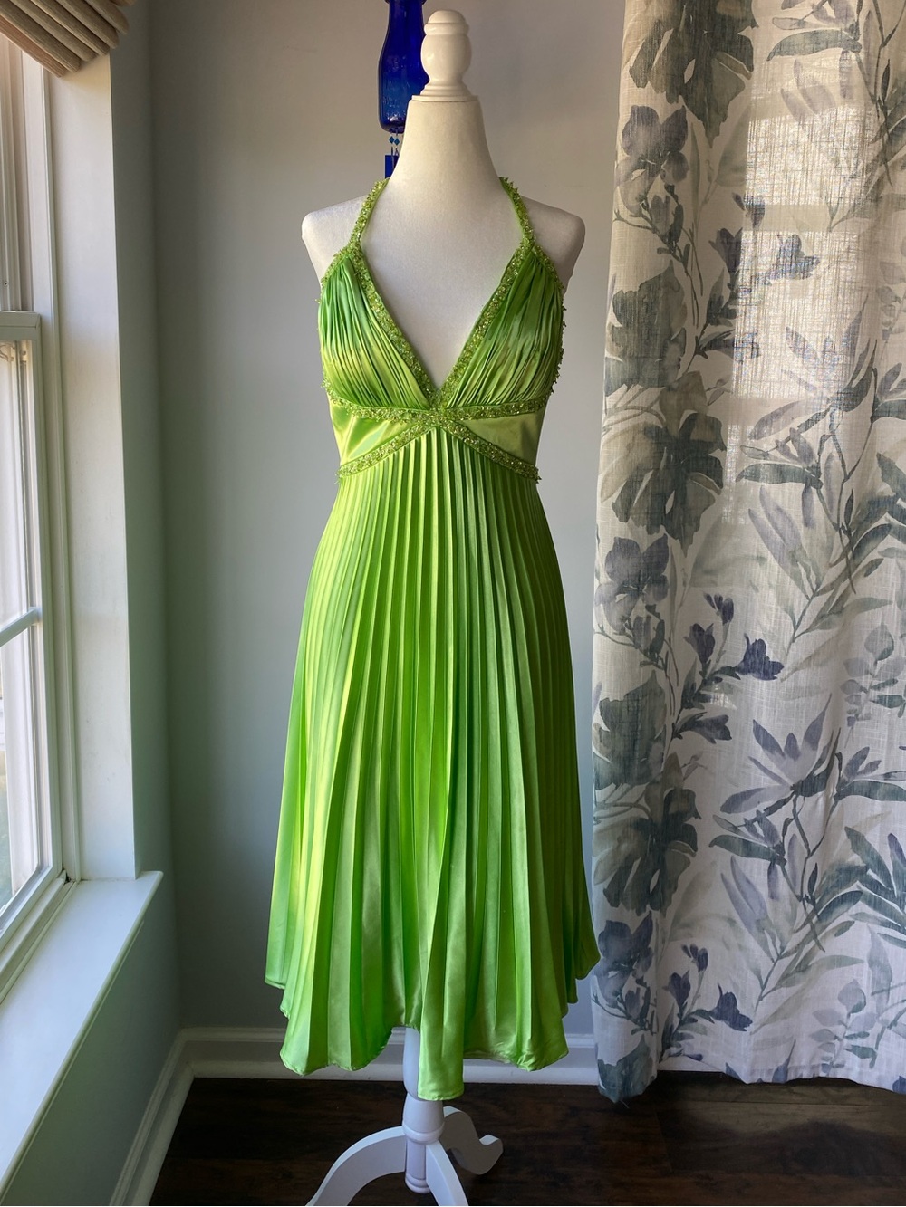 Y2K Beaded Sequin Midi Fairy Dress 2000s Prom Formal Wedding Hoco Sz 8